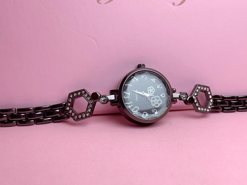Elegant Black Onyx Jewelry Set with Watch & Luxury Gift Box