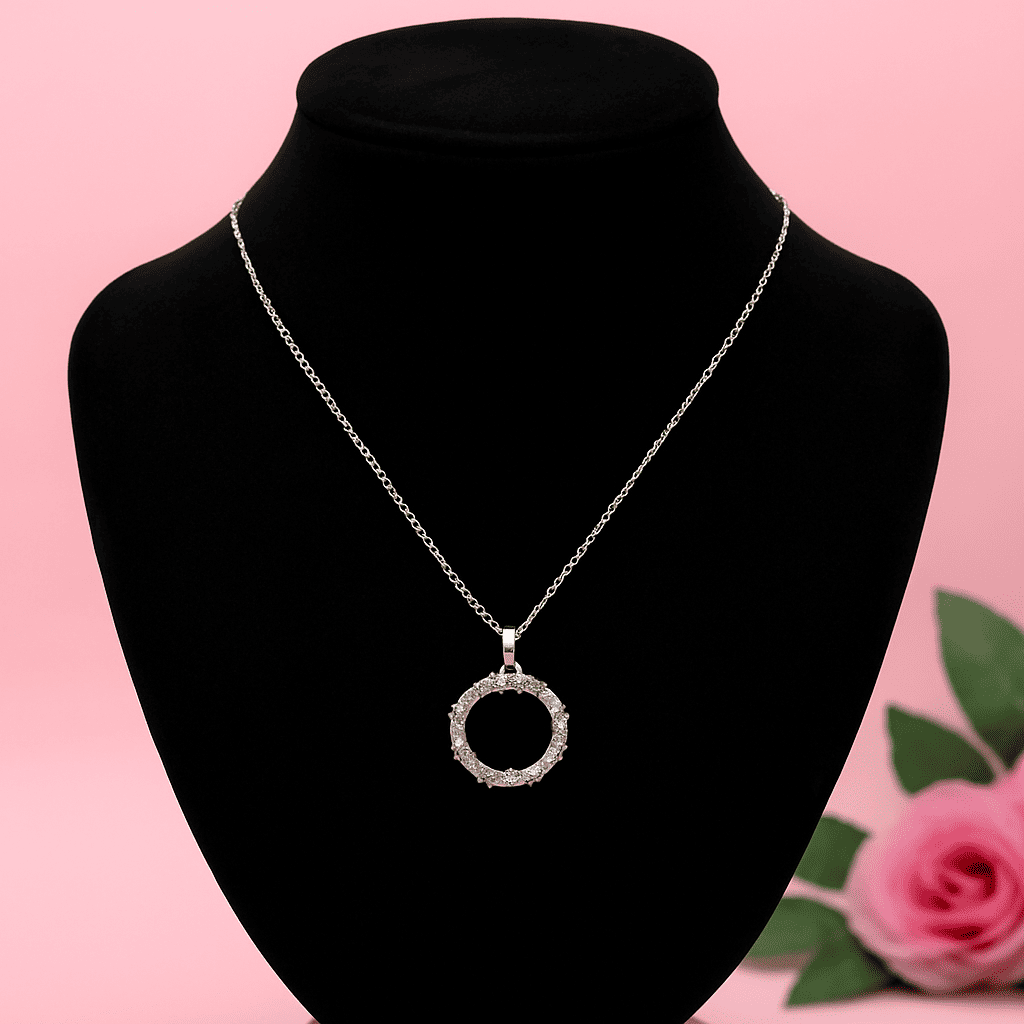 Elegant Silver Circle Pendant Necklace Classic Round Statement Jewelry