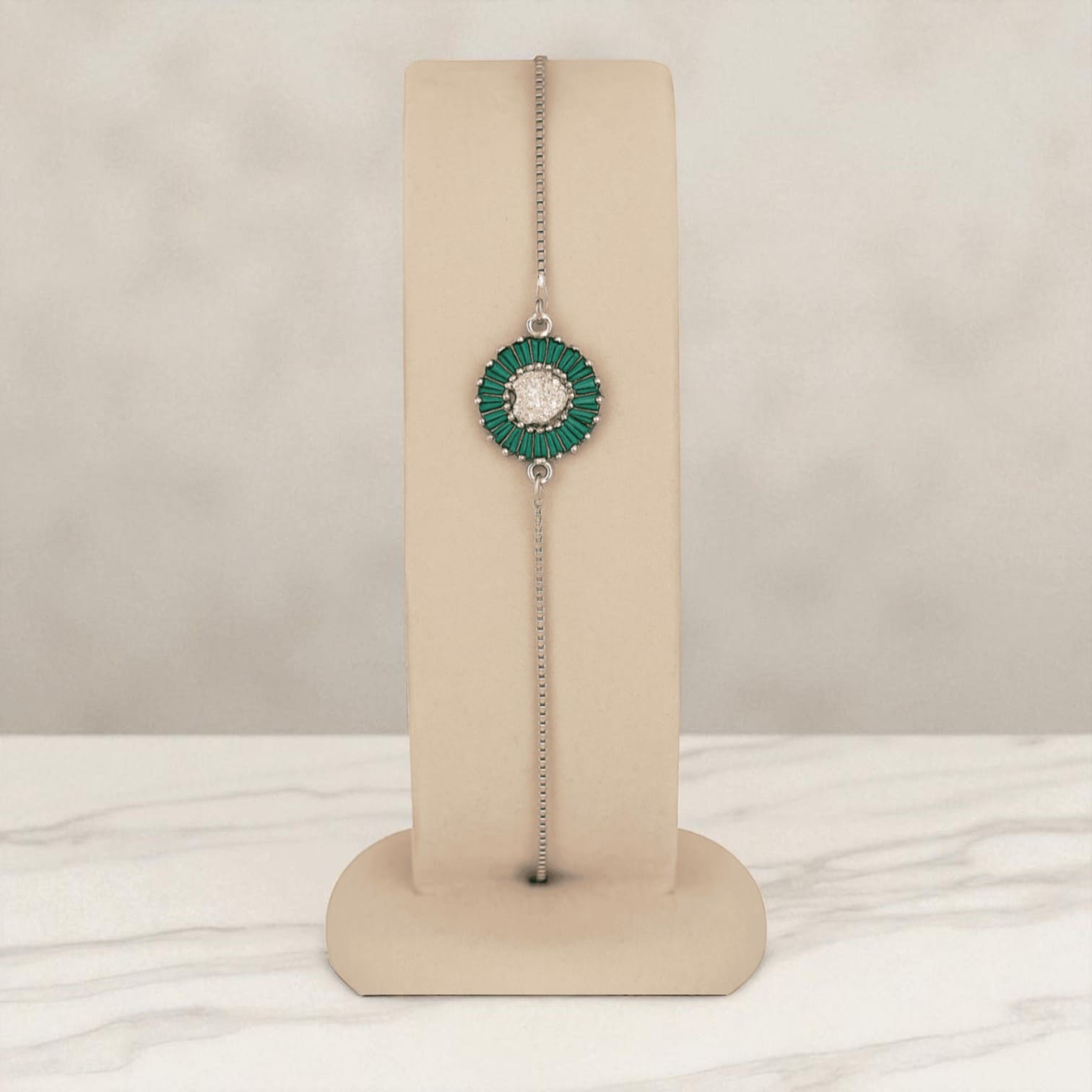 Green & Silver Women’s Jewelry and Watch Gift Set Necklace, Earrings & Bracelet in Luxury Box