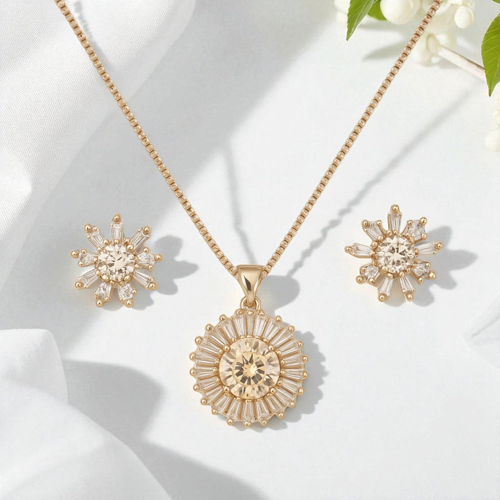 Luxury Gold Plated Women's Watch & Jewelry Gift Set Bracelet, Necklace & Earrings by Amariz Jewelry.