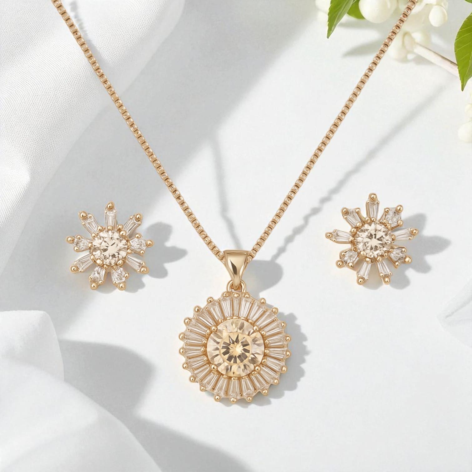 Luxury Gold Plated Women's Watch & Jewelry Gift Set Bracelet, Necklace & Earrings by Amariz Jewelry.
