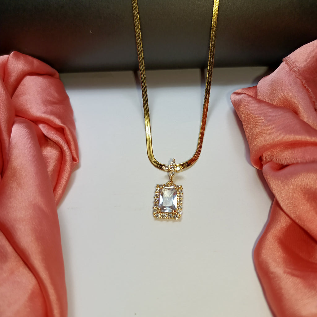 Elegant Gold-Plated Necklace with Crystal Pendant