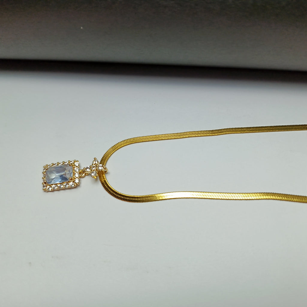Elegant Gold-Plated Necklace with Crystal Pendant