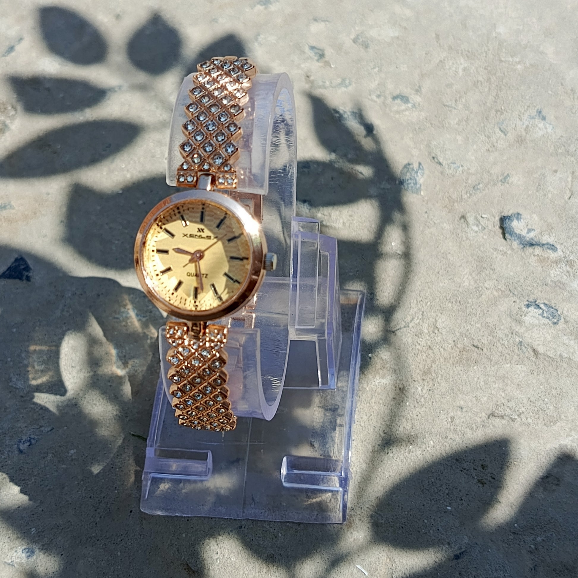 Rose Gold Crystal Bracelet Watch - Women’s Luxury