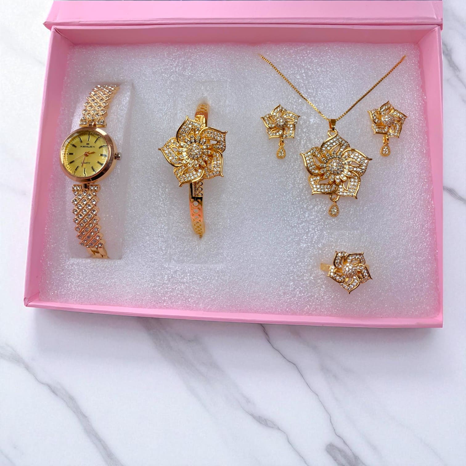 Luxurious Gold Plated Jewelry Gift Set with Watch | Amariz Jewelry