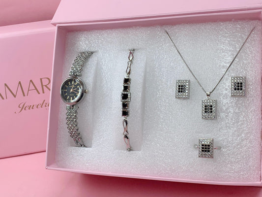 Luxury Silver & Black Jewelry Gift Set | Amariz Jewelry