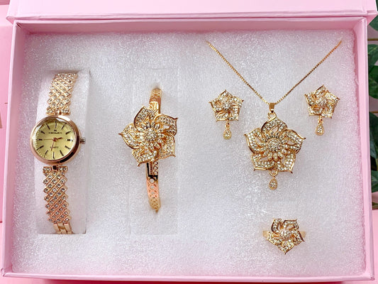 Luxurious Gold Plated Jewelry Gift Set with Watch | Amariz Jewelry