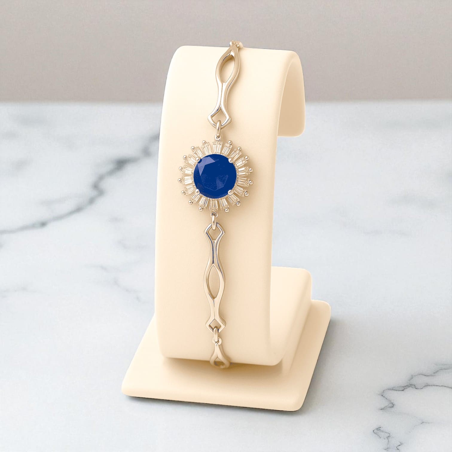 Royal Blue Stone Women’s Jewelry & Watch Gift Set Necklace, Bracelet, Earrings & Watch in Luxury Box