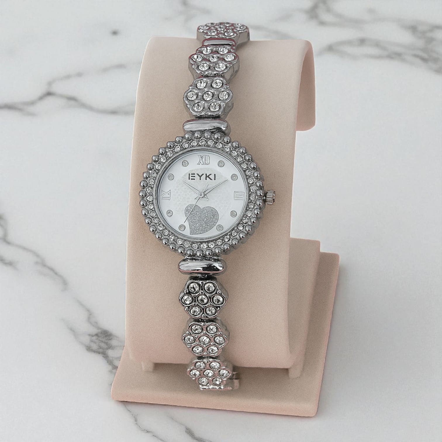 Premium Silver-Tone Women’s Watch & Jewelry Gift Set – Bracelet, Pendant & Earrings Combo