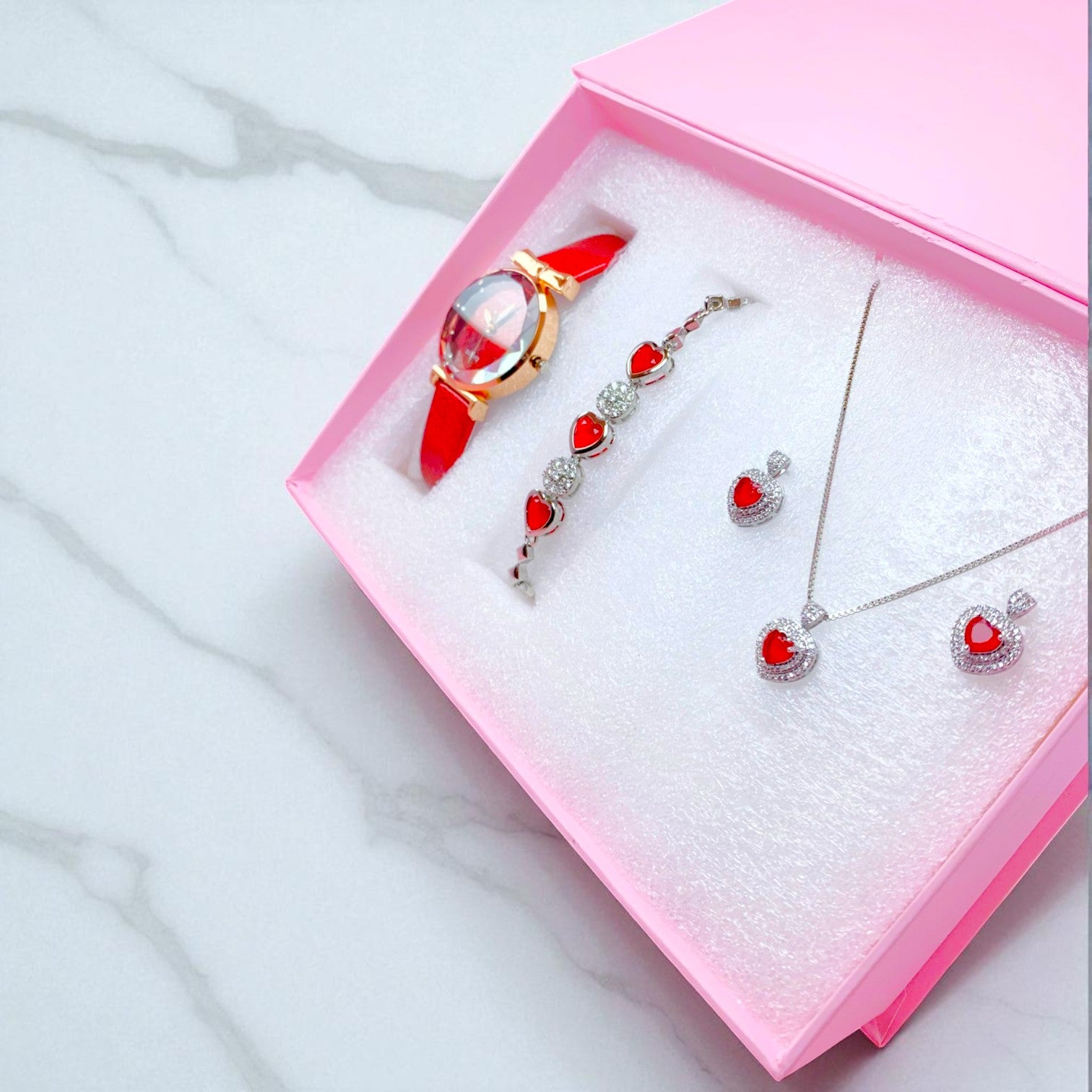 Luxury Red Heart Jewelry Gift Set in Pakistan Perfect Gift for Women & Girls