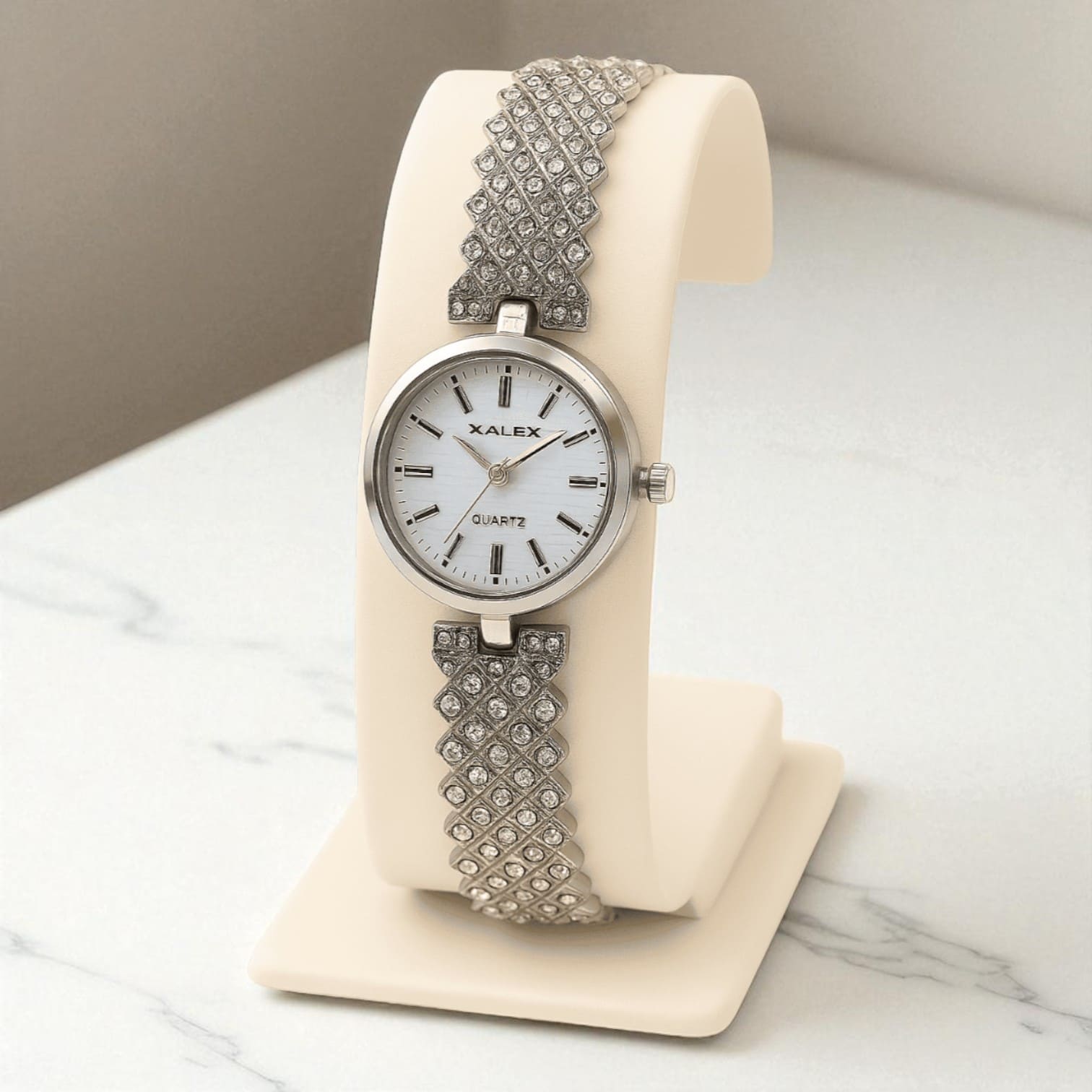 Red Stone Jewelry & Watch Gift Set for Women – Necklace, Bracelet, Earrings & Silver Watch in Luxury Box