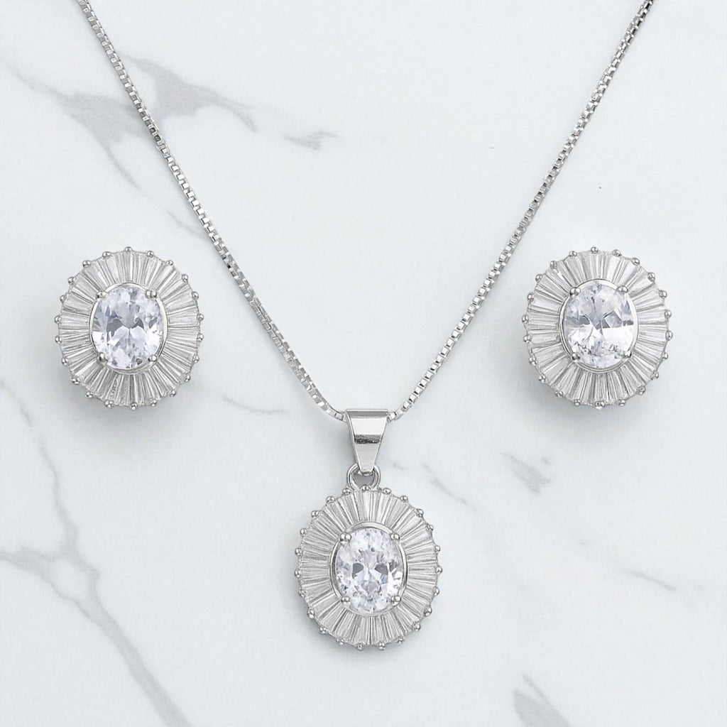 Premium Silver-Tone Women’s Watch & Jewelry Gift Set – Bracelet, Pendant & Earrings Combo