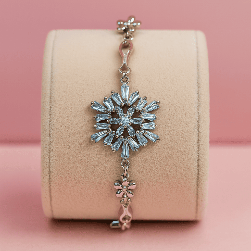 Silver Snowflake Zircon Bracelet Elegant Floral Crystal Design