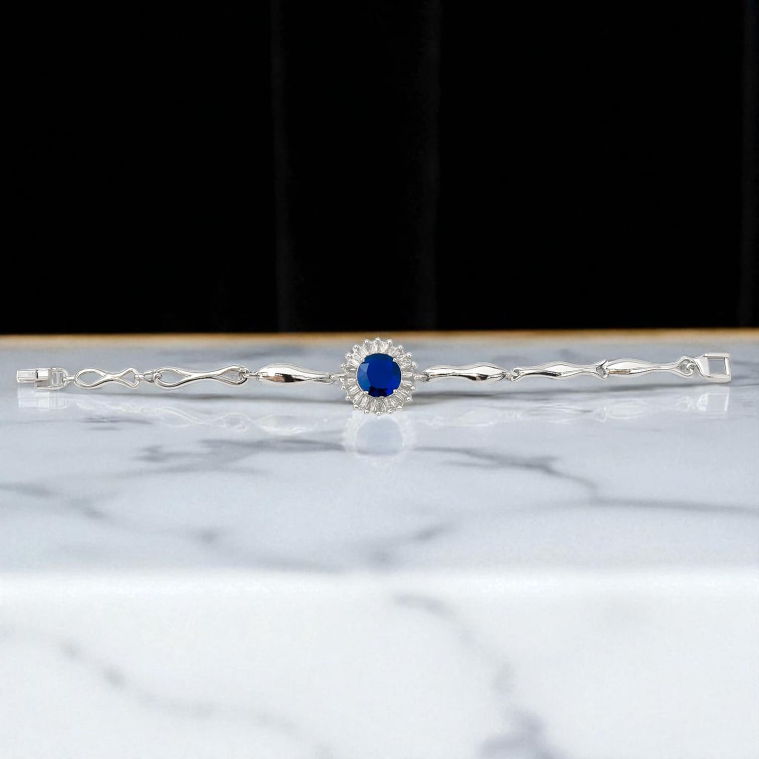 Royal Blue Stone Women’s Jewelry & Watch Gift Set Necklace, Bracelet, Earrings & Watch in Luxury Box