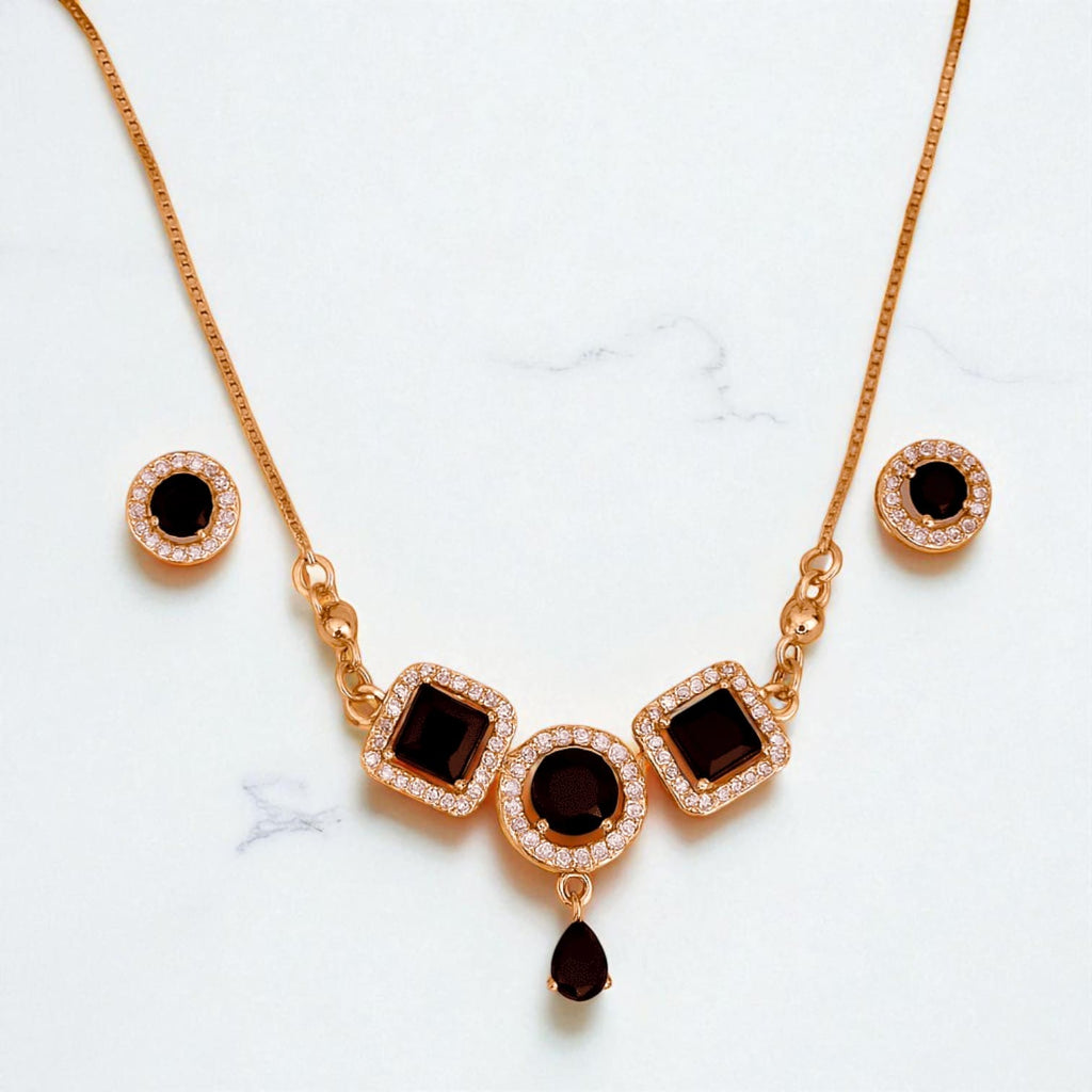 Black & Gold Women’s Jewelry and Watch Gift Set Elegant Necklace, Bracelet & Earrings in Luxury Box
