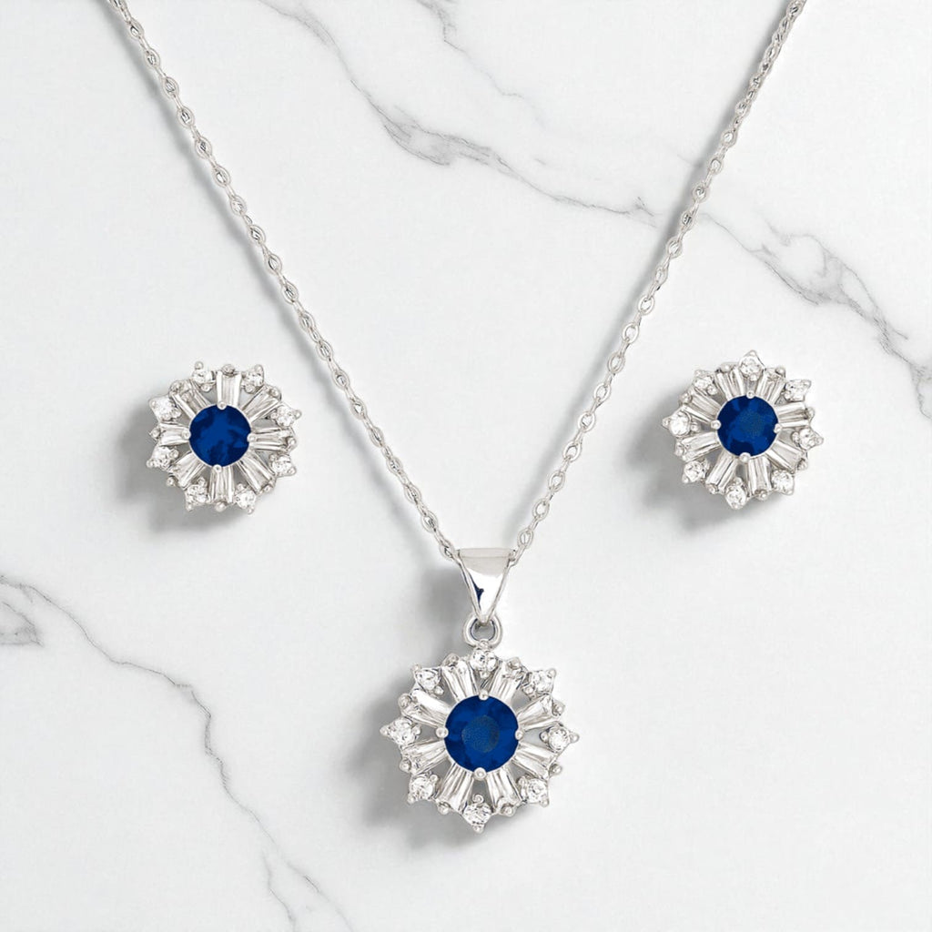 Blue & Silver Women’s Watch and Jewelry Gift Set Necklace, Bracelet & Earrings in Luxury Box