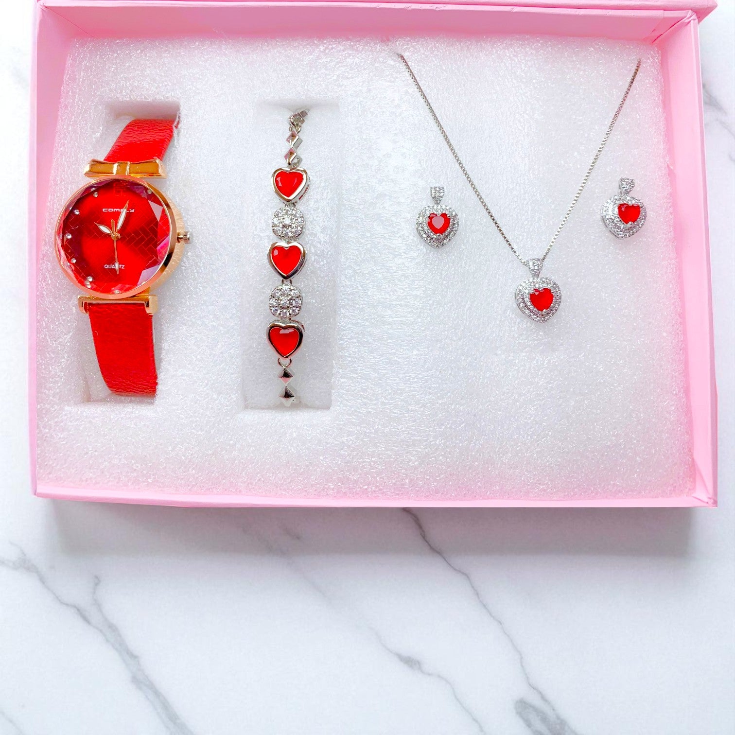 Luxury Red Heart Jewelry Gift Set in Pakistan Perfect Gift for Women & Girls