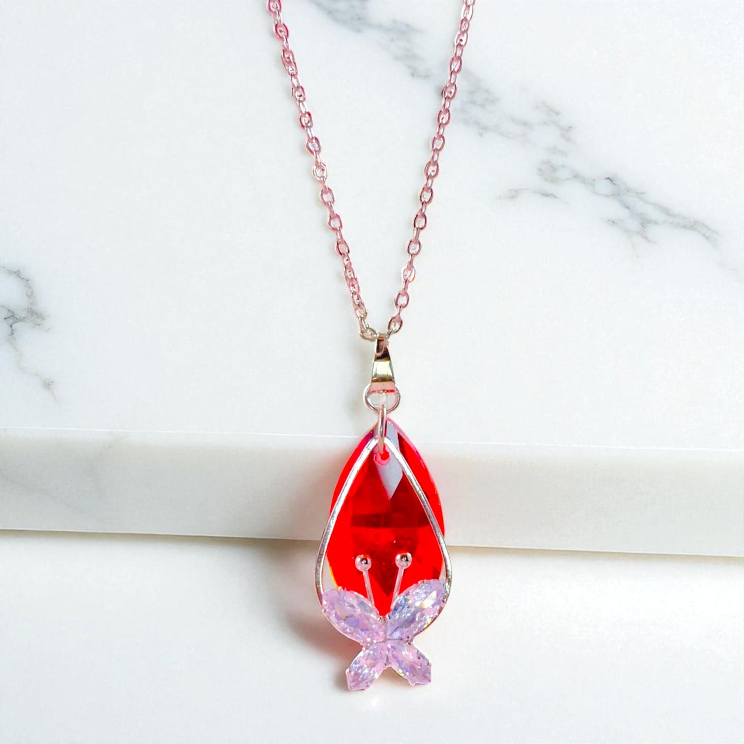 Luxury Red Crystal Jewelry Gift Set with Watch | Amariz Jewelry