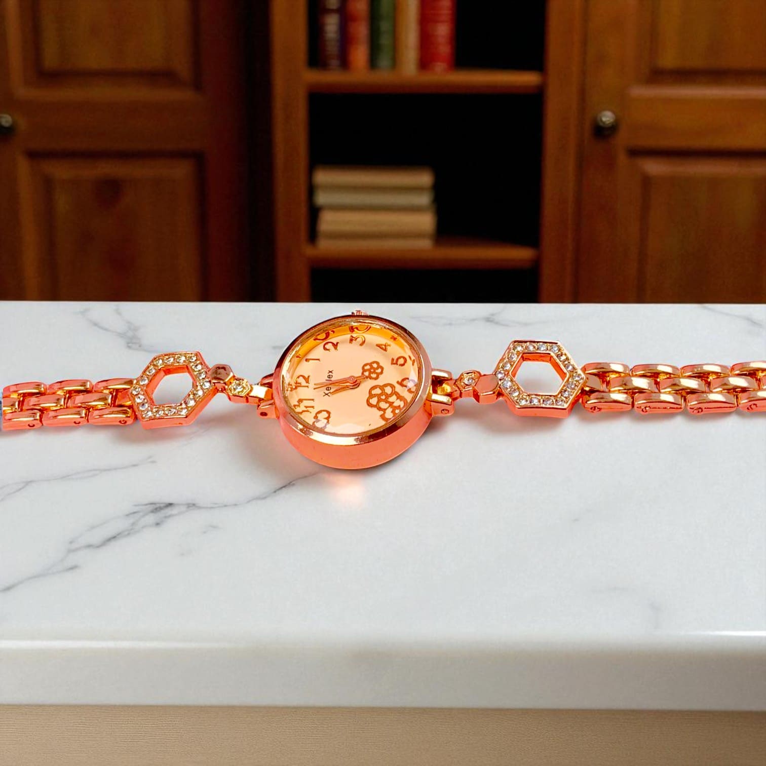 Luxury Gold-Plated Floral Jewelry Set with Watch | Amariz Jewelry